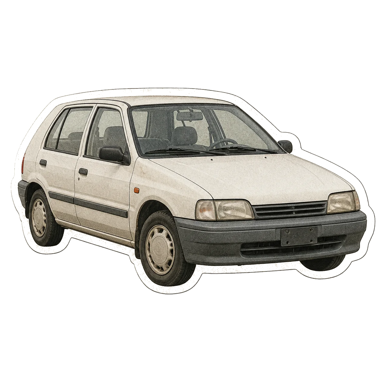 Old compact car sticker