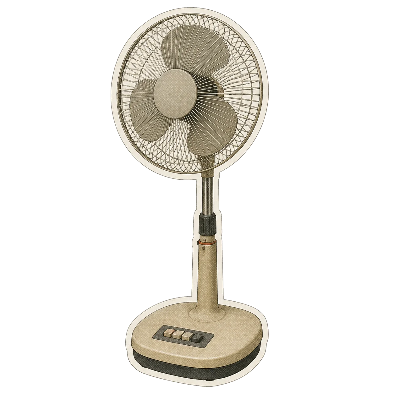 Old beige pedestal fan sticker