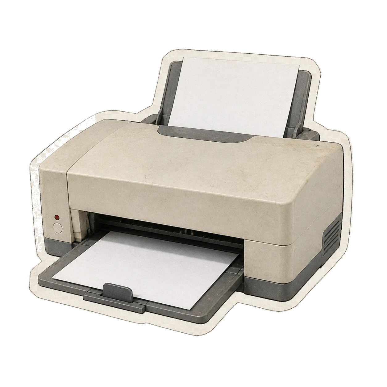 Old beige printer sticker