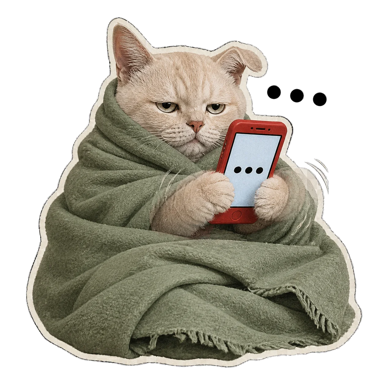 The Text Cat types rapidly with both paws