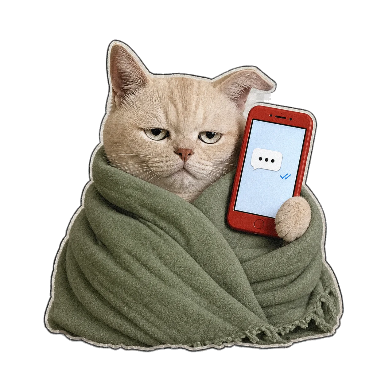 The Text Cat has seen the message and gives no reaction
