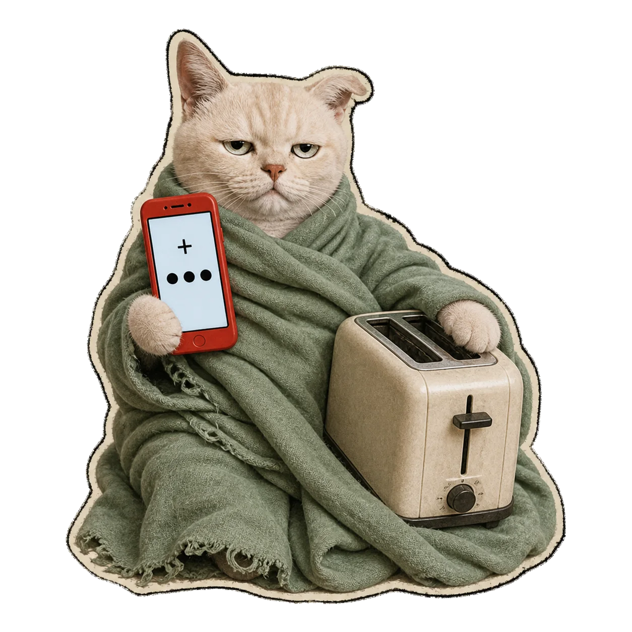 The Text Cat acts as admin and adds an old toaster