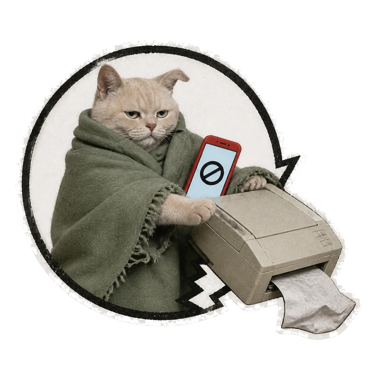 The Text Cat blocks and removes a faulty old printer